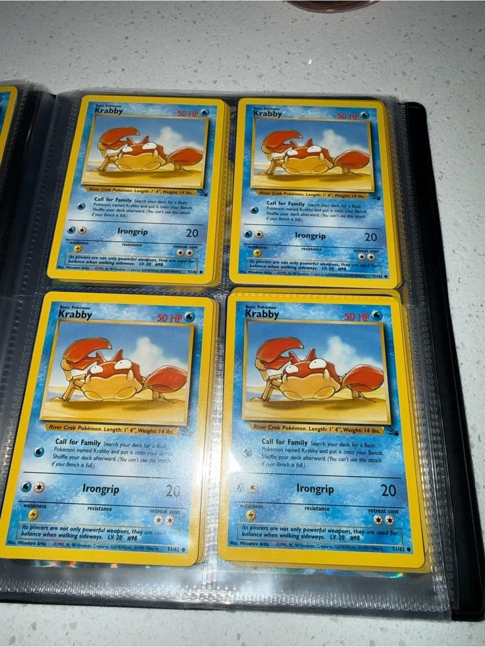 Nintendo Krabby Pokemon Trading Cards Set of 4 vintage